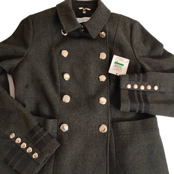 Calvin Klein Jackets & Blazers - Calvin Klein Military Wool Blend Double Breasted Jacket Green Women's L NWT Flaw